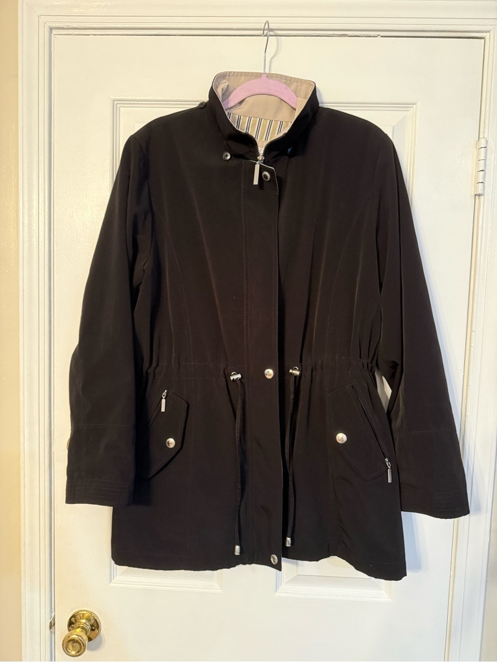 Liz Claiborne Black Utility Jacket with Drawstring Waist